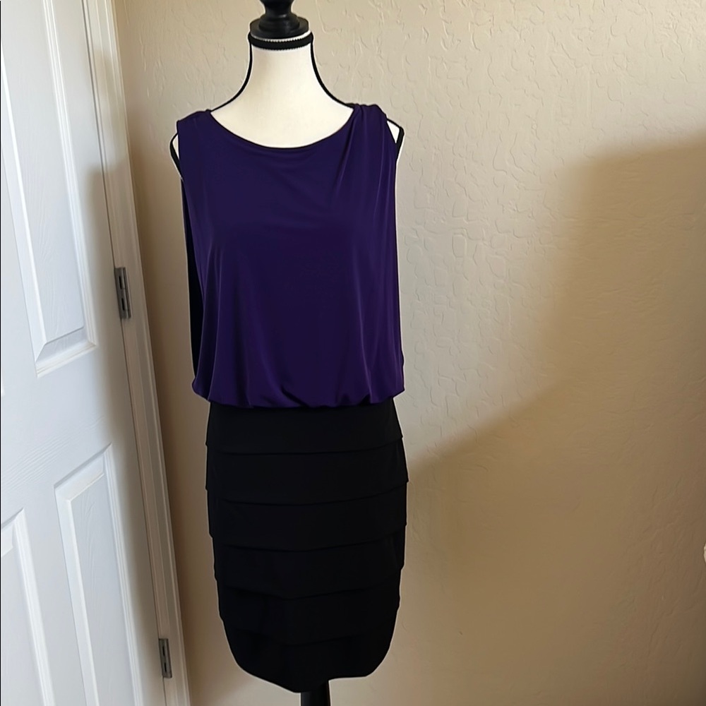 Enfocus Studio Purple and Black Asymmetrical Dress